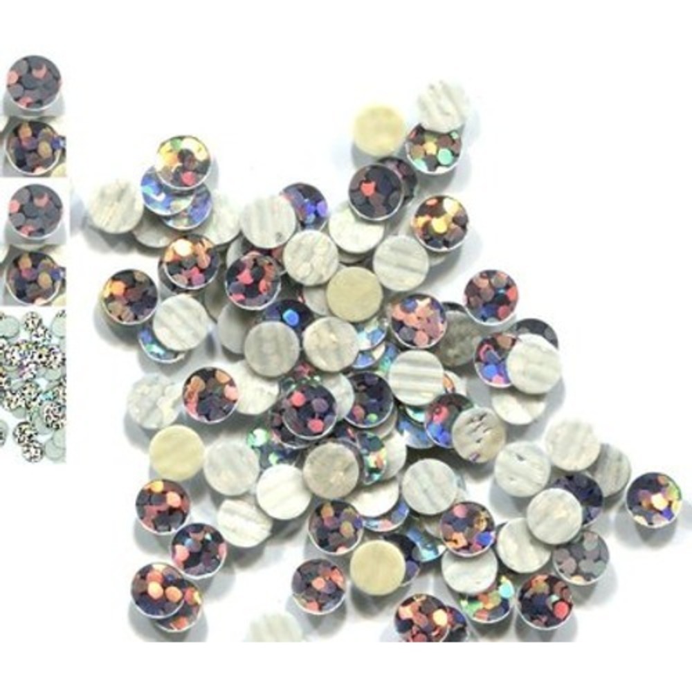 HOLOGRAM SPANGLES Hot Fix  SILVER  Iron on  3mm   2 gross 288 Pieces